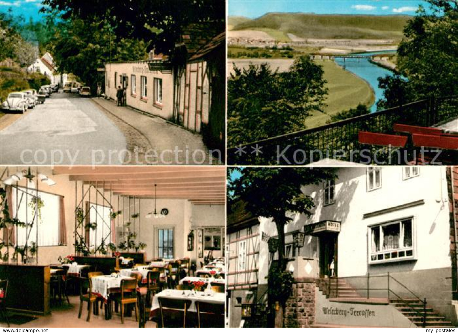 Fuerstenberg Weser Weserberg Terrassen und Hotel Fuerstenberg Gastraum Strassenp