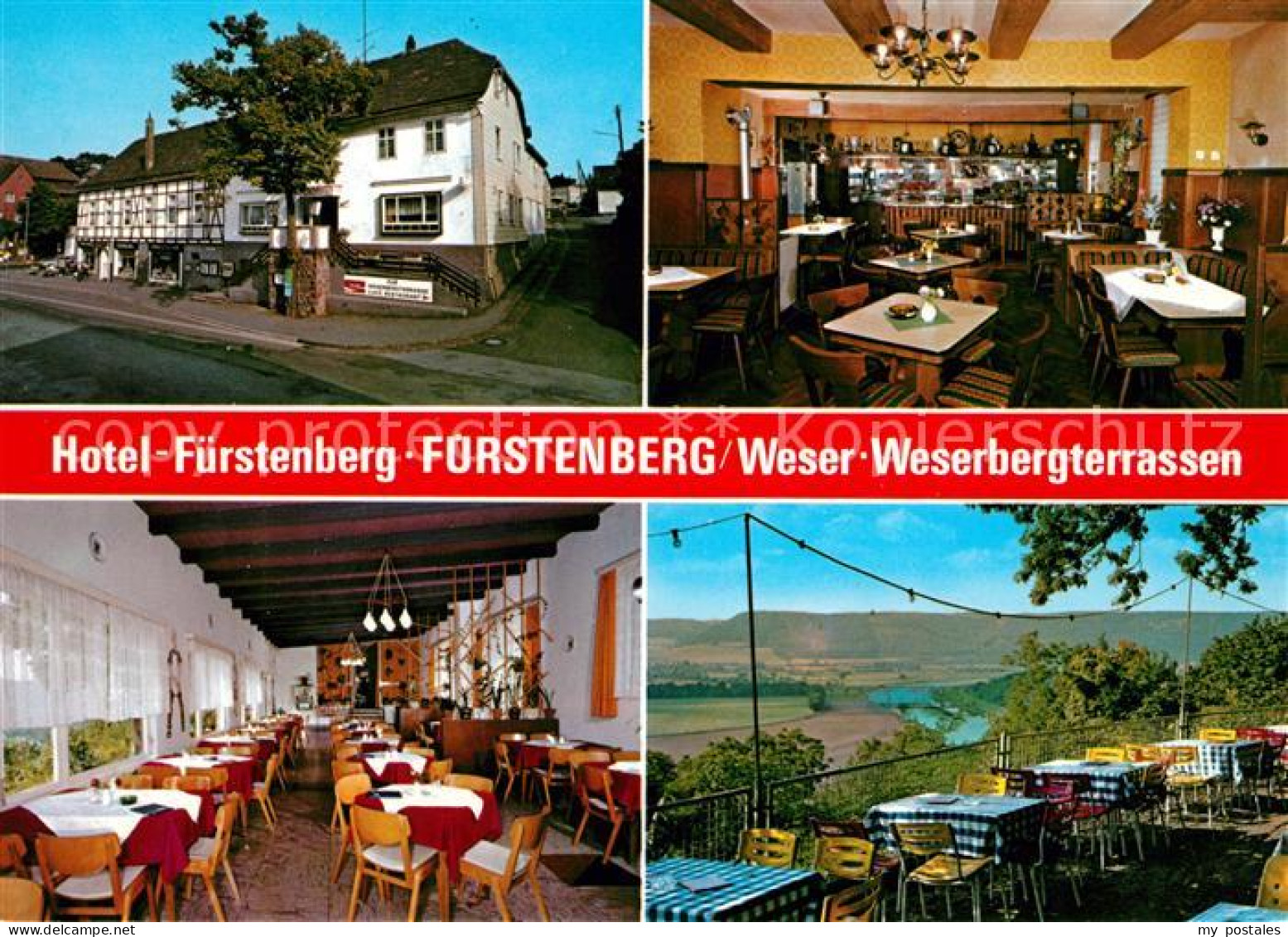 Fuerstenberg Weser Weserberg Terrassen und Hotel Fuerstenberg Gastraum Terrasse