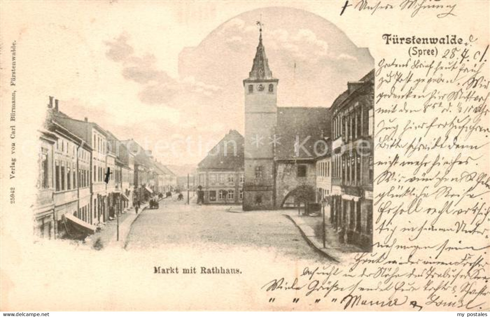Fuerstenwalde Spree Markt mit Rathaus