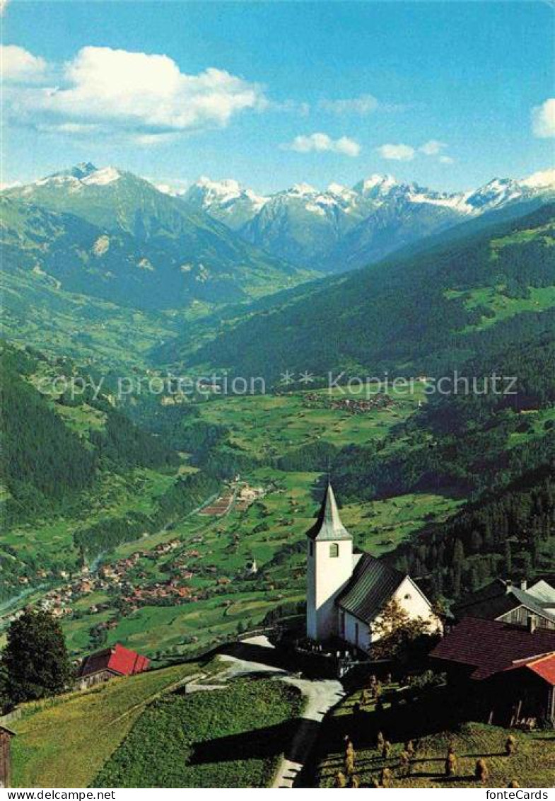 Furna 1361m Praettigau-Davos GR Panorama Blick gegen Jenaz Fideris und Silvretta