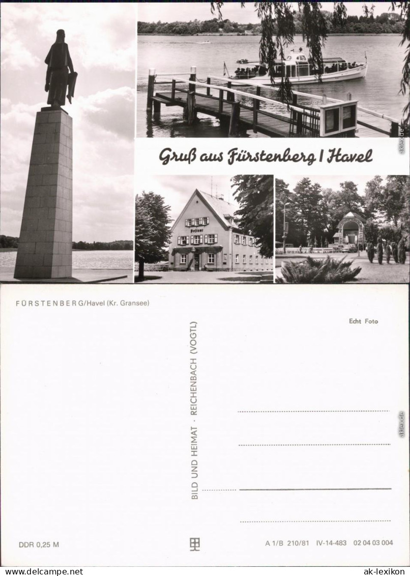 Fürstenberg Havel Stadtteilansichten Denkmal, Anlegestelle, Freilichtbühne 1981