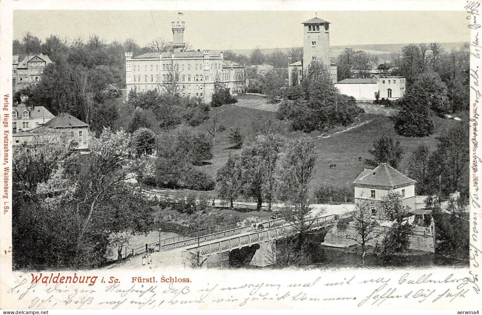 Fürstliches Schloss in Waldenburg Sachsen Postkarte AK 1905