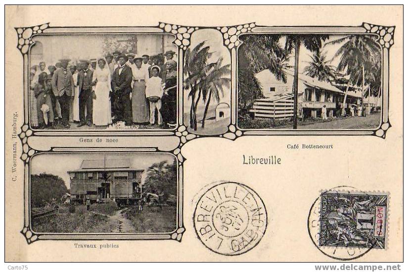 GABON - LIBREVILLE - Café Bettencourt - Gens de noce - Travaux Publics