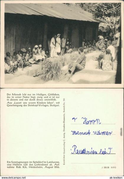 Ansichtskarte Lambaréné Sonntagmorgen im Spittaldorf 1958