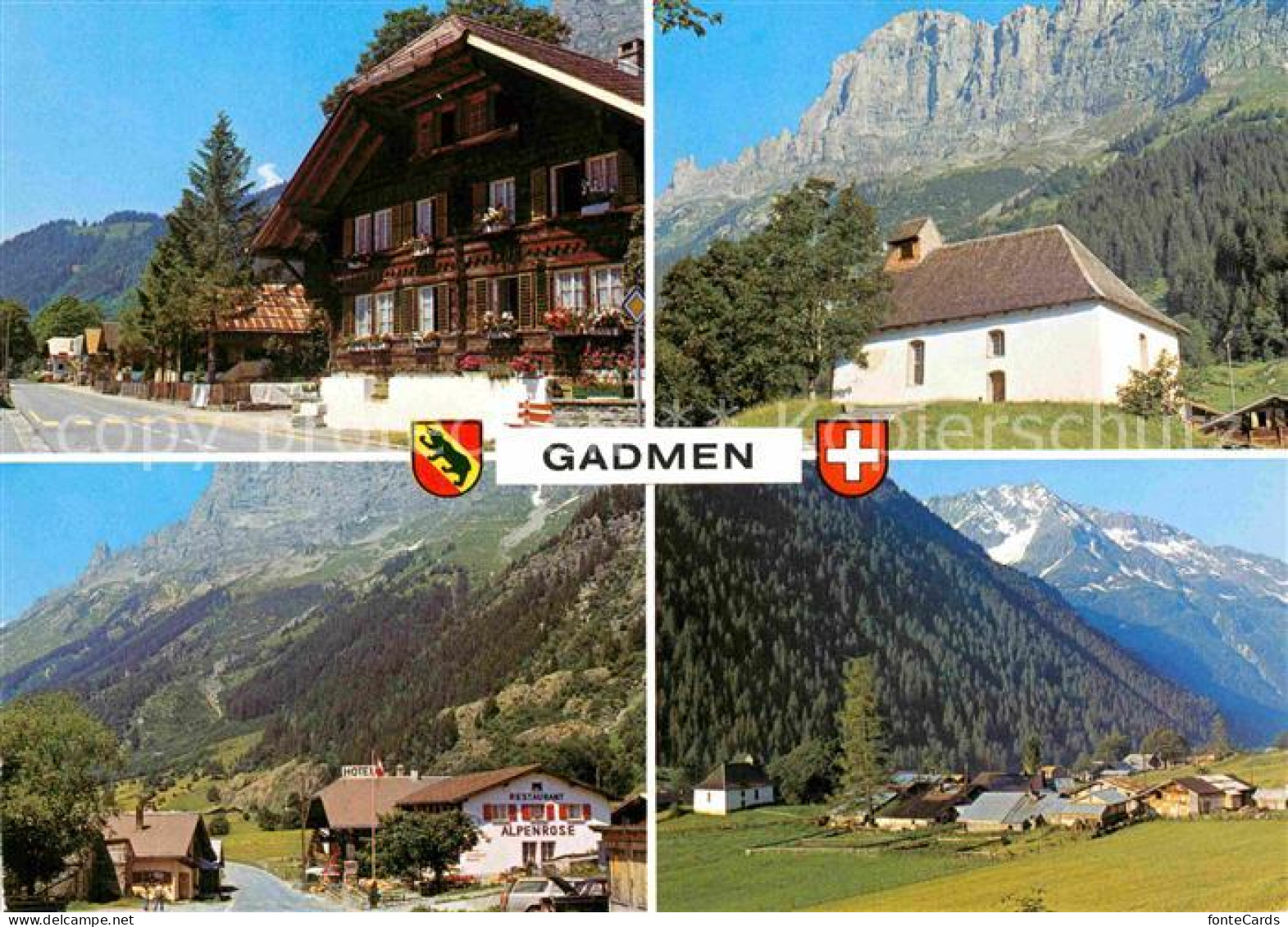 Gadmen Dorfstrasse Kirche Gadmen Maehrenhorn