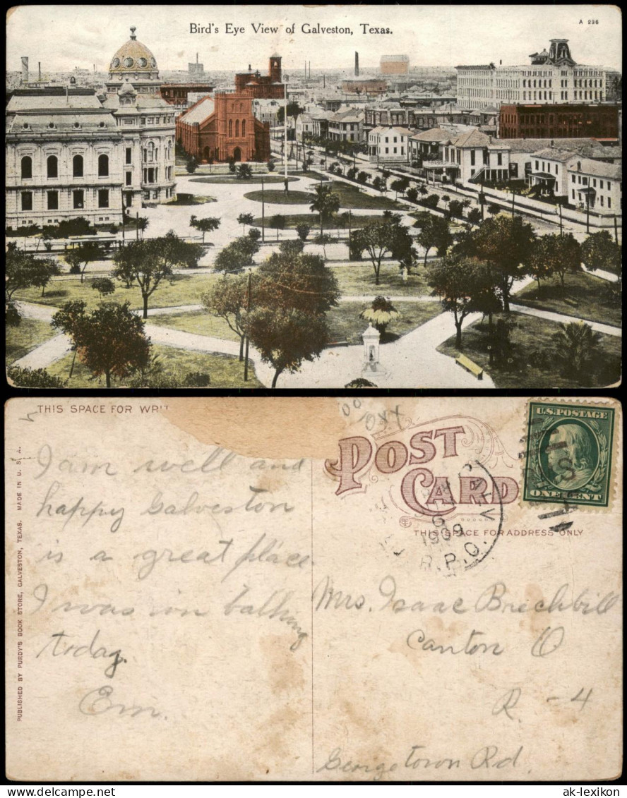 Galveston (Texas) Bird's Eye View of Galveston, Stadt-Ansicht 1909