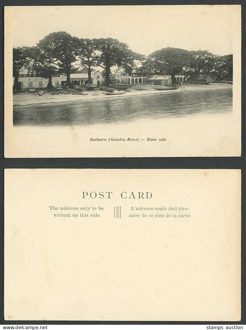 Gambia River Bathurst Old Postcard River Side, Boats, Houses, West Africa