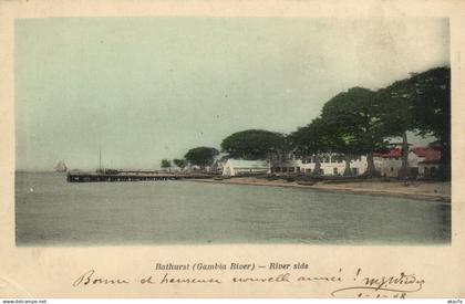 PC GAMBIA BANJUL BATHURST GAMBIA RIVER RIVER SIDE, Vintage Postcard (b55903)