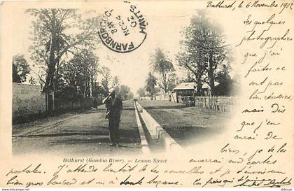 Gambie - Bathurst - Gambia River - Lemon Street - Animée - Précurseur - Oblitération ronde de 1902 - CPA - Voir Scans Re