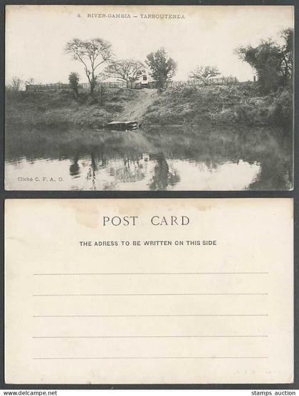 River Gambia River Scene Yarbutenda Gambie Old Undivided Back Postcard 8 C.F.A.O
