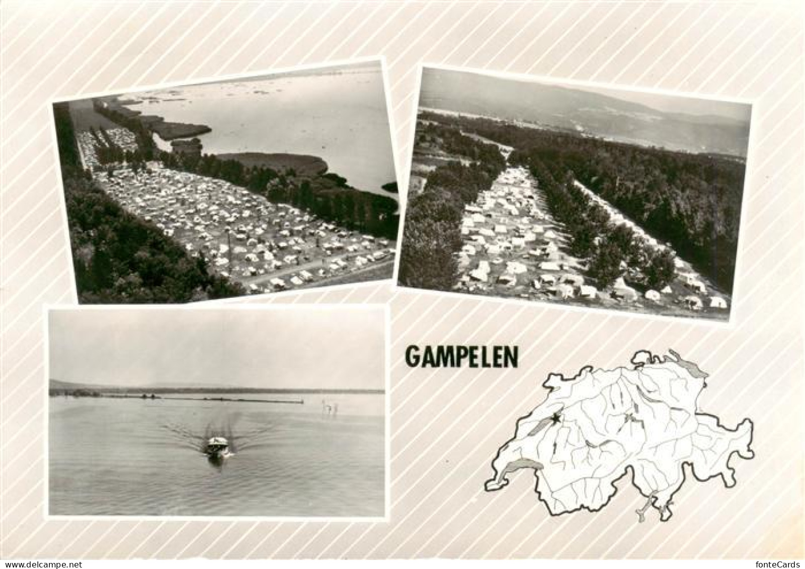 Gampelen BE Campingplatz Luftaufnahmen Neuenburgersee