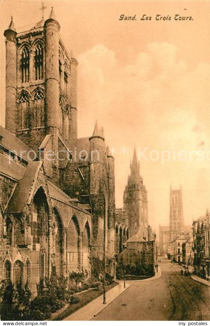 Gand Belgien Les Trois Tours Eglises Cathedrale