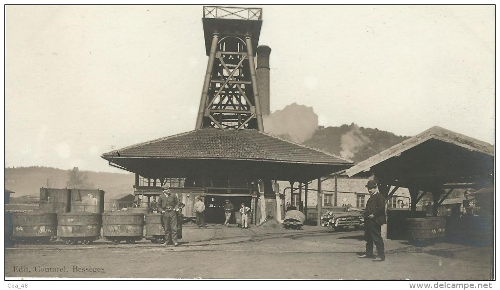 Gard : Bessèges , Carreau de la Mine de Lalle... Tirage Albuminé, Animée