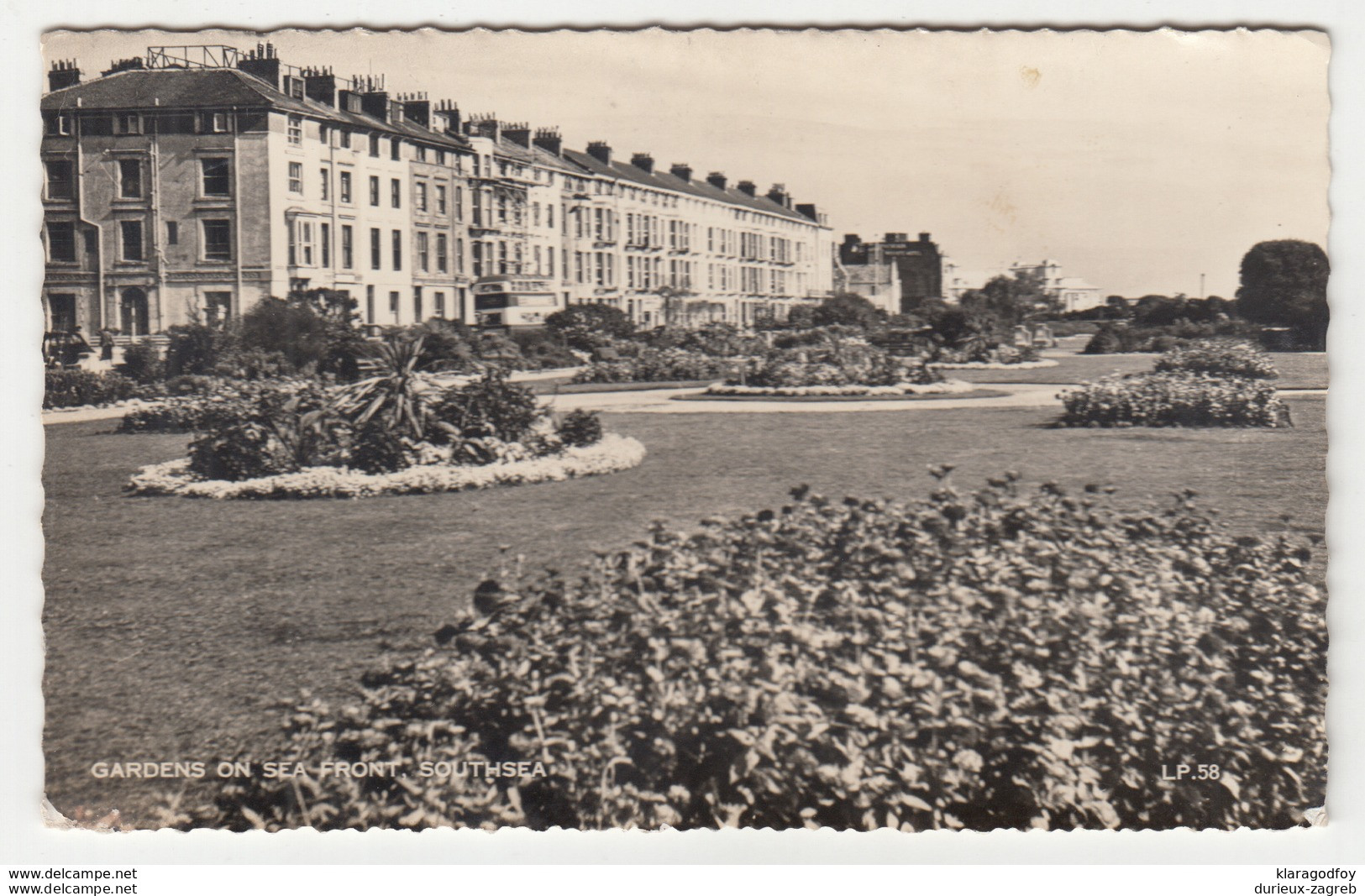 Gardens on Sea Front, Southsea postcard posted 1956 Portsmouth & Southsea pmk b200520