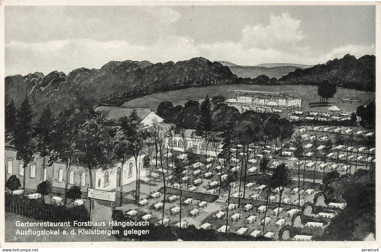 Gartenrestaurant Forsthaus Hängebusch an den Kleistbergen Wrzoskały Neumark AK