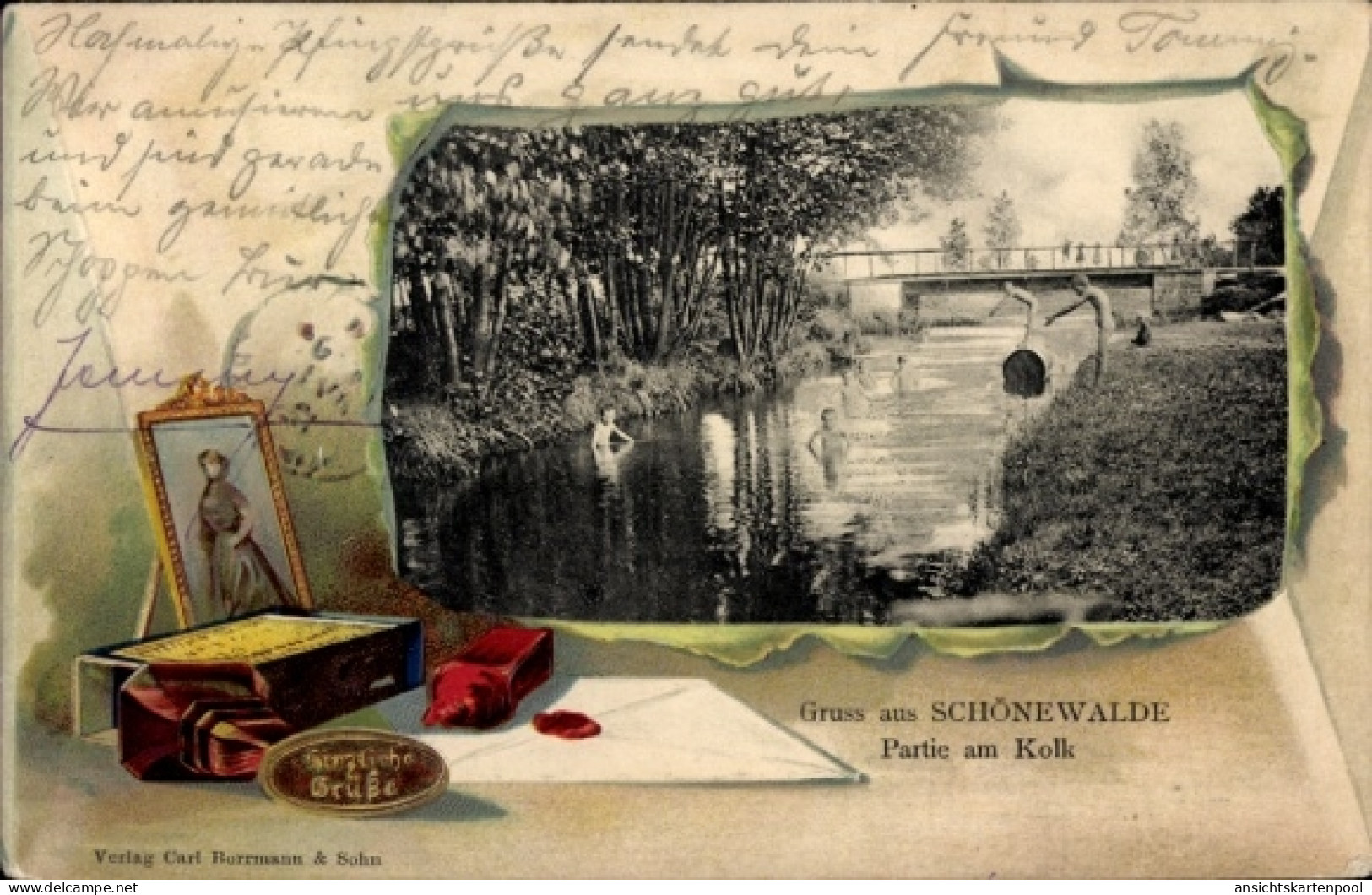 Gaufré Passepartout CPA Schönewalde Brandenburg, am Kolk