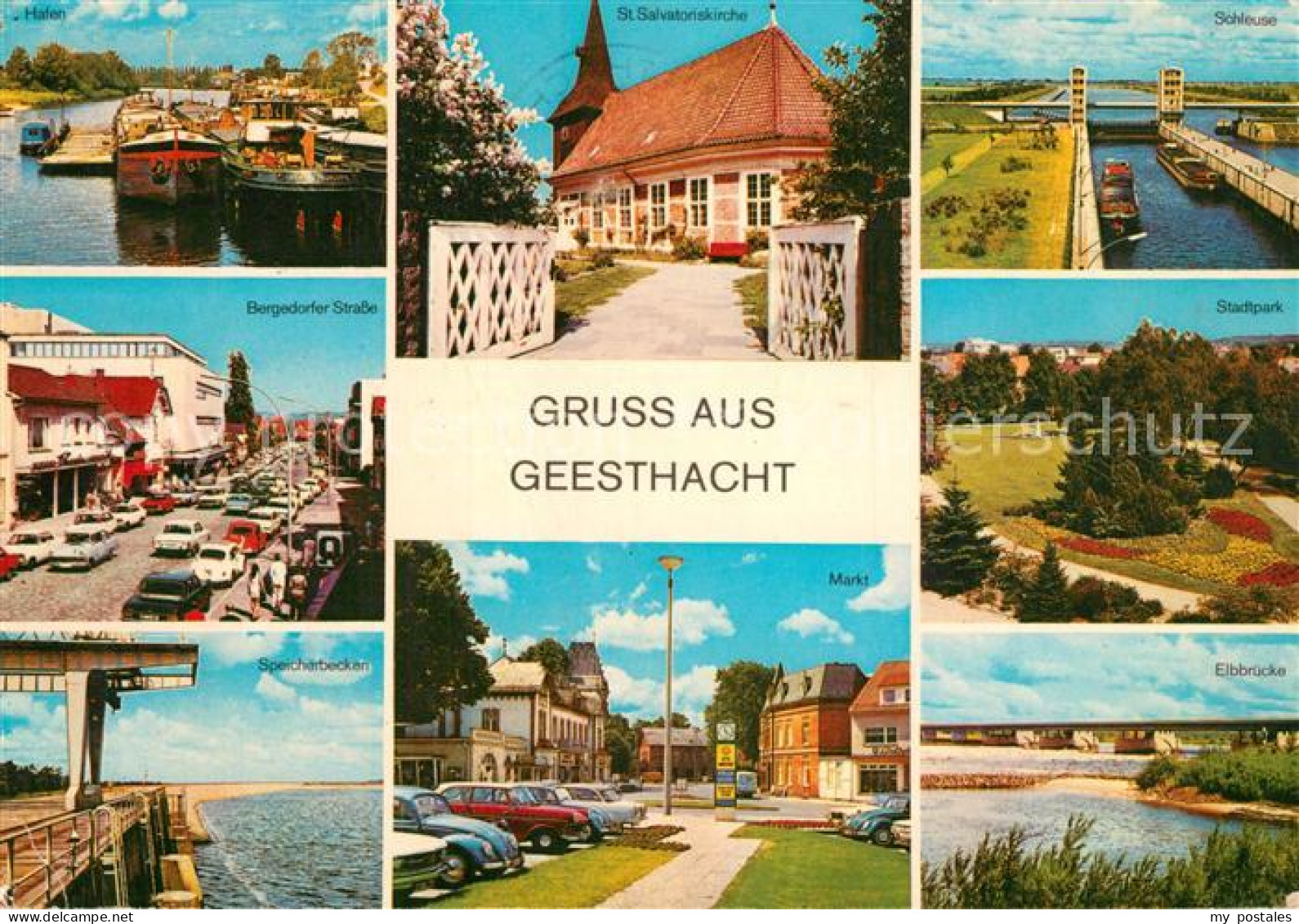 Geesthacht Elbe Hafen Schleuse Eibbruecke Markt Speicherbecken Bergedorfer-Stras
