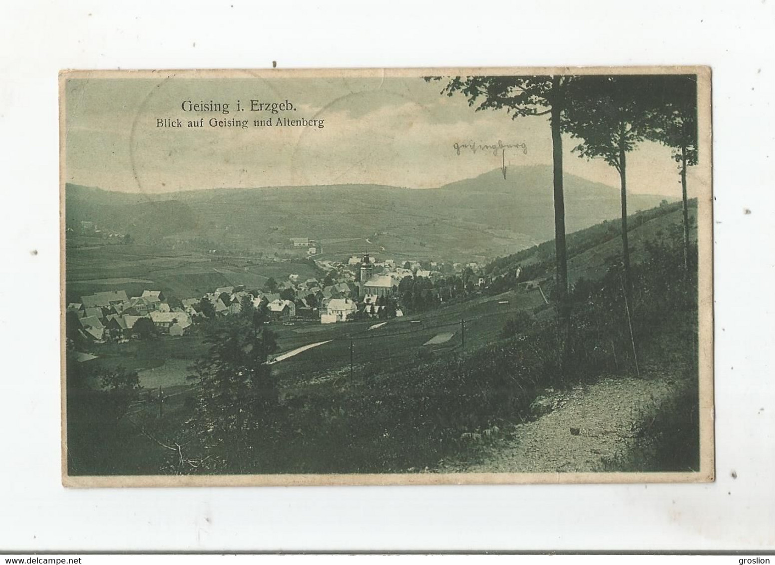GEISING I. ERZGEB BLICK AUF GEISING UND ALTENBERG  1923