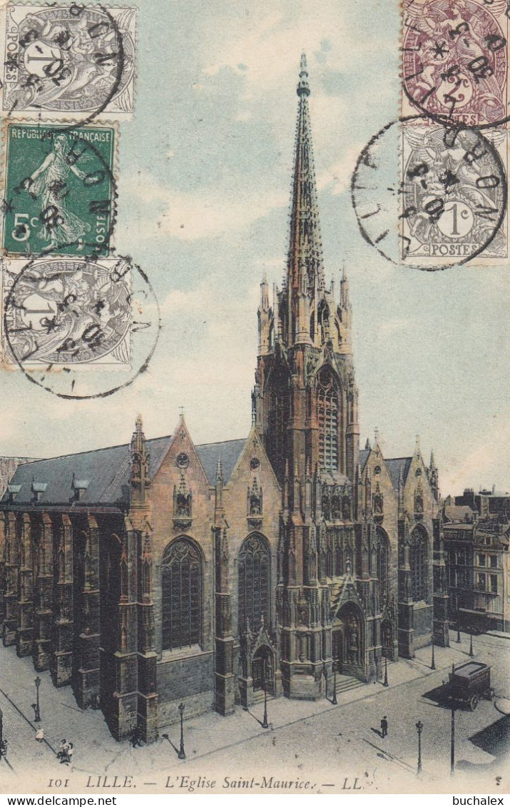 gelaufene Ansichtskarte Lille - L' Eglise Saint Maurice