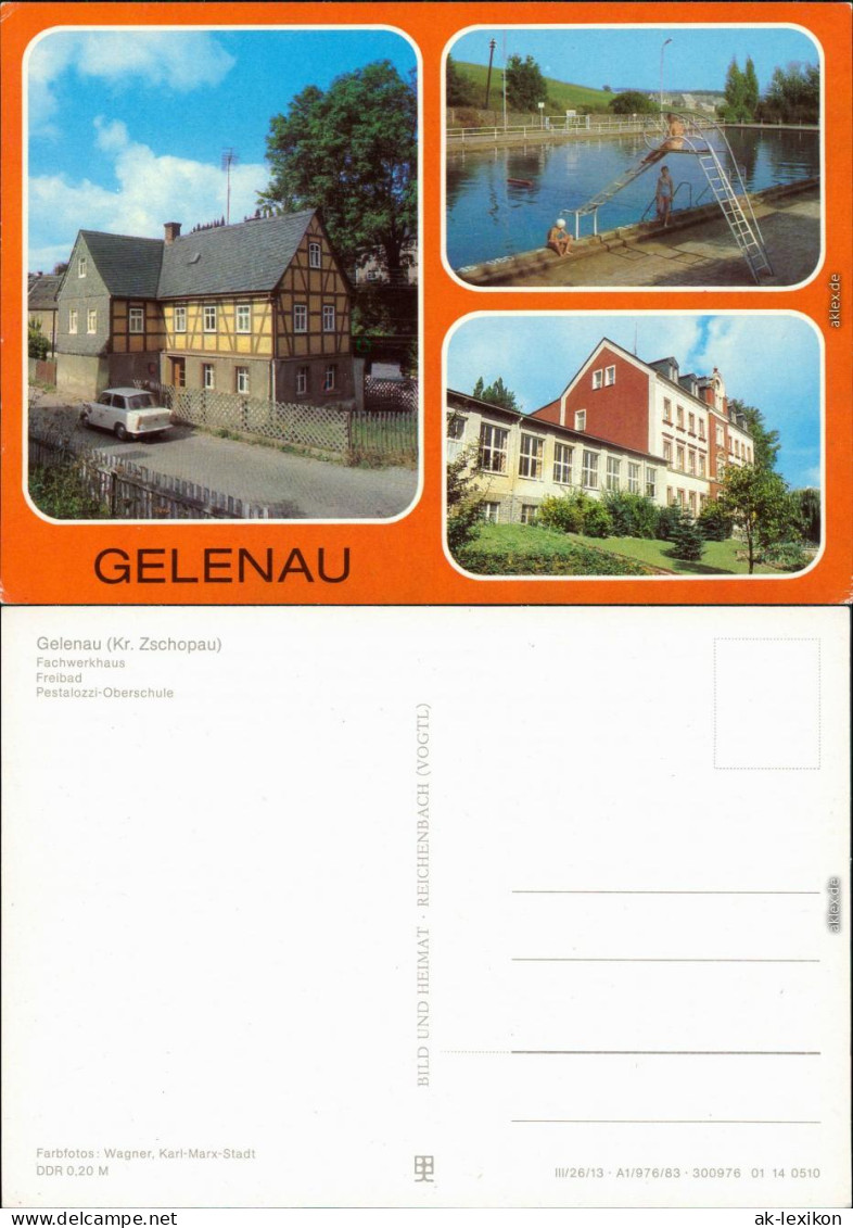 Gelenau (Erzgebirge) Fachwerkhaus, Freibad Rutsche, Pestalozzi-Oberschule 1982