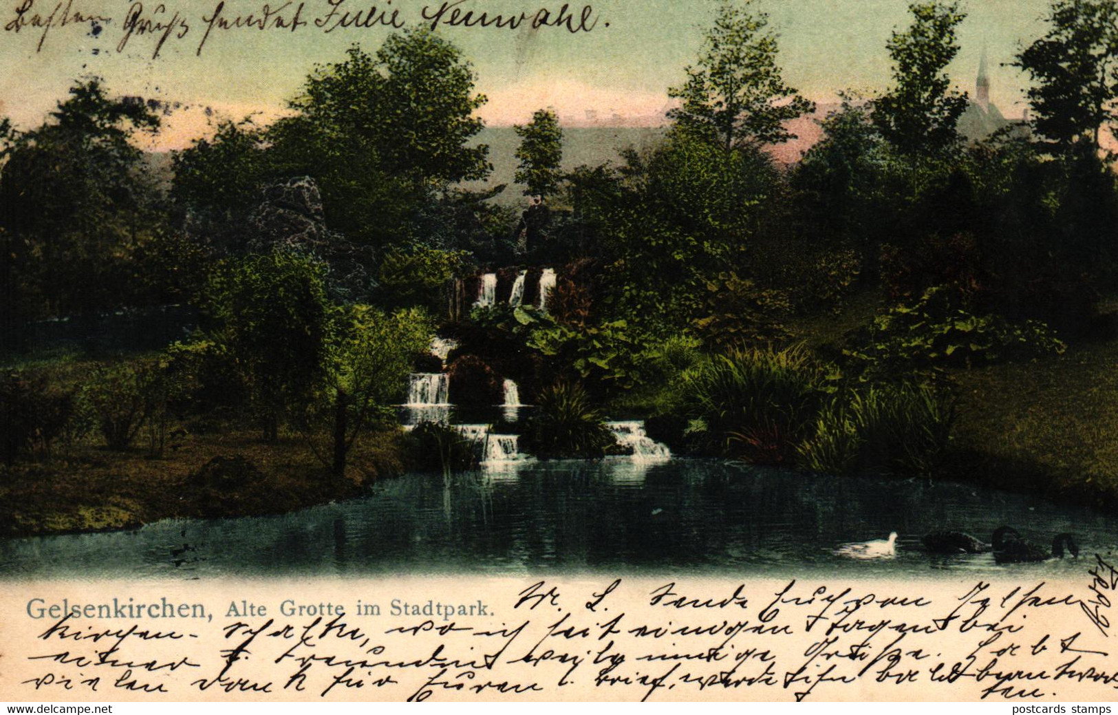 Gelsenkirchen, Alte Grotte im Stadtpark, 1905 von Gelsenkirchen nach Pyrmont versandt