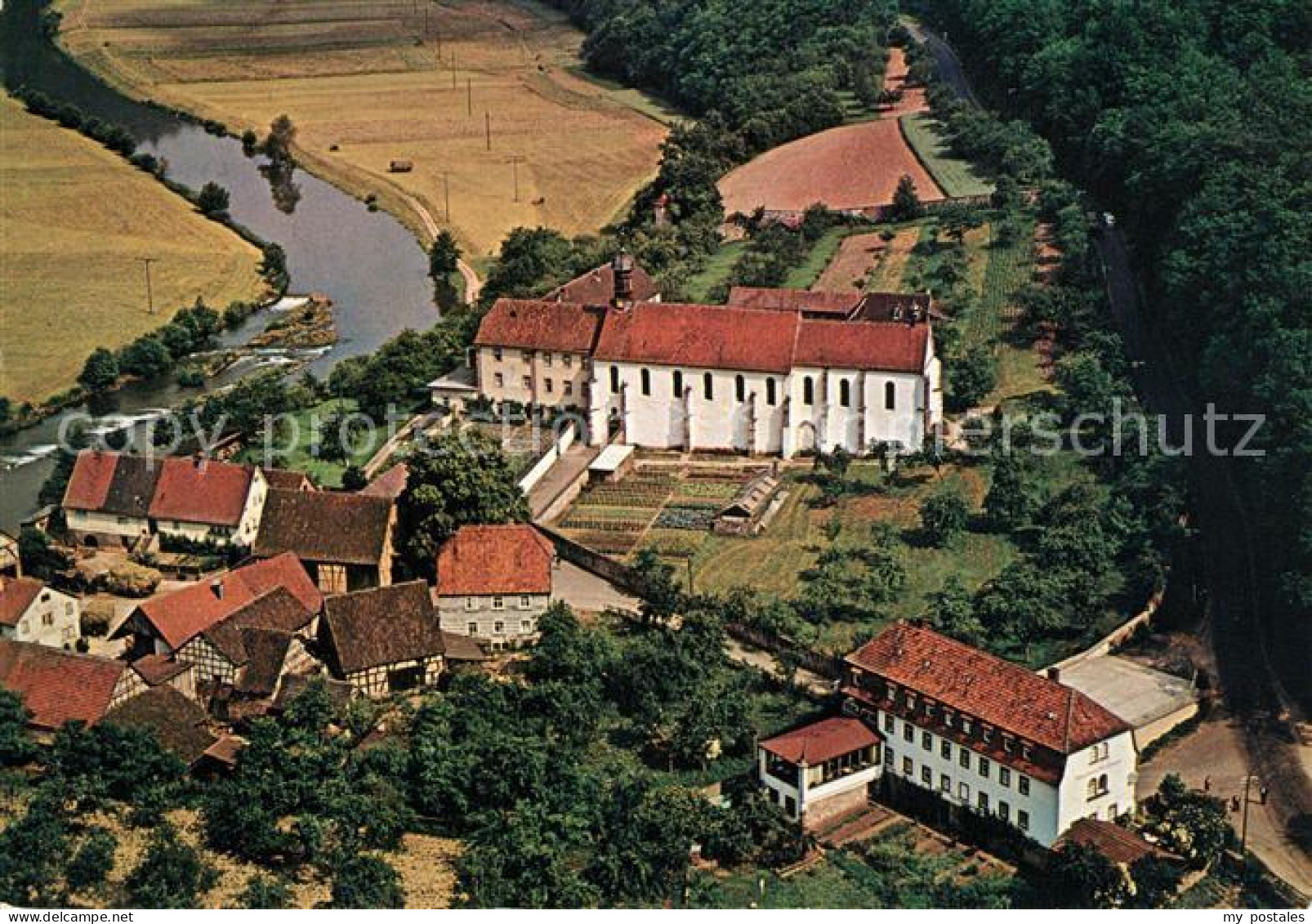 Gemuenden Main Kloster Schoenau Fliegeraufnahme