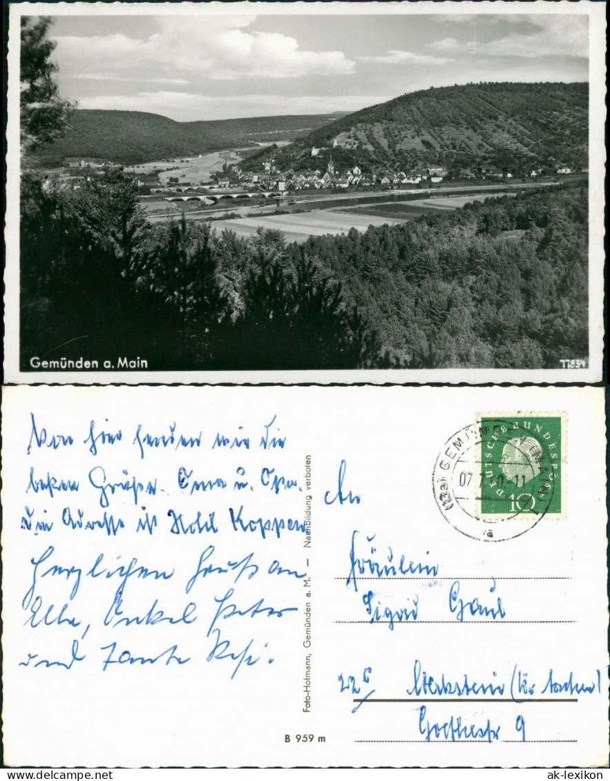 Gemünden a. Main Gesamtansicht Fernblick auf Gemünden a. Main 1960