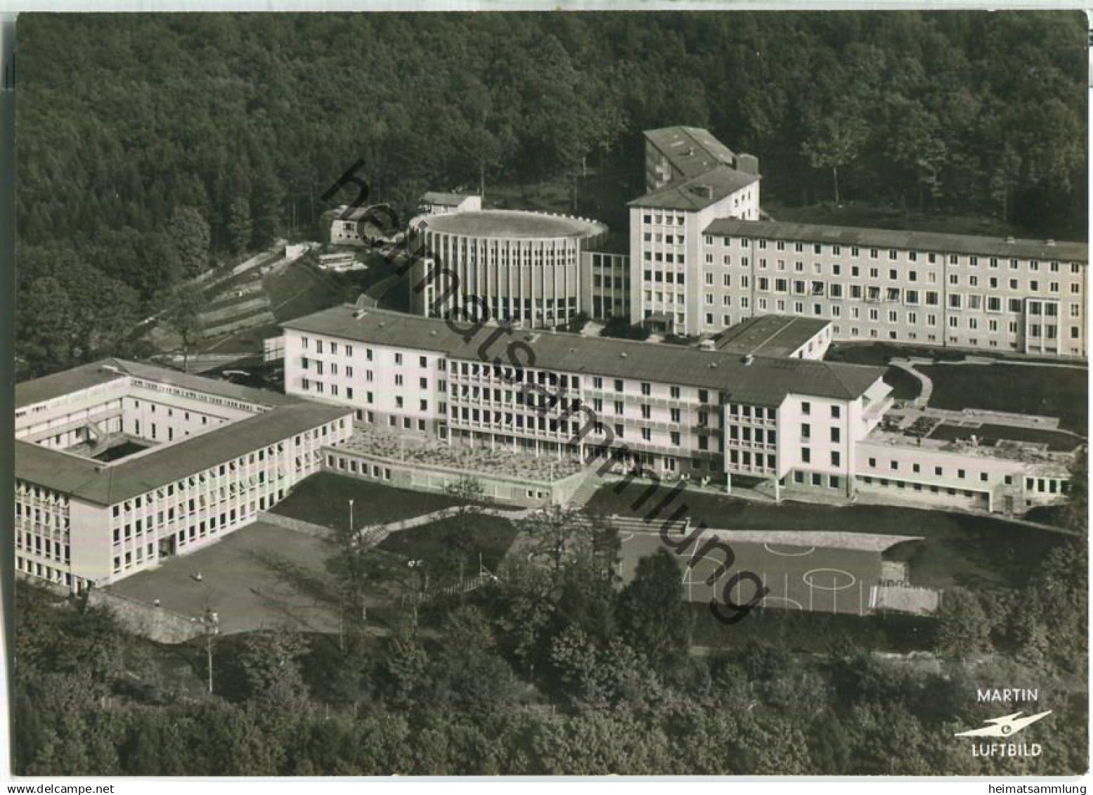 Gemünden am Main - Provinzhaus der Kreuzschwestern mit Schülerinnenheim und Schule - Luftaufnahme - Foto-Ansichtskarte