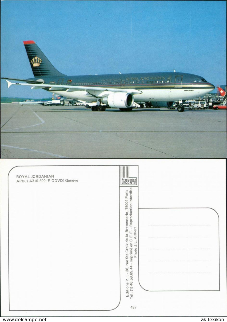 Genf Genève Flugzeug "Royal Jordanien" - Airbus A310-300 auf dem Flughafen 1985