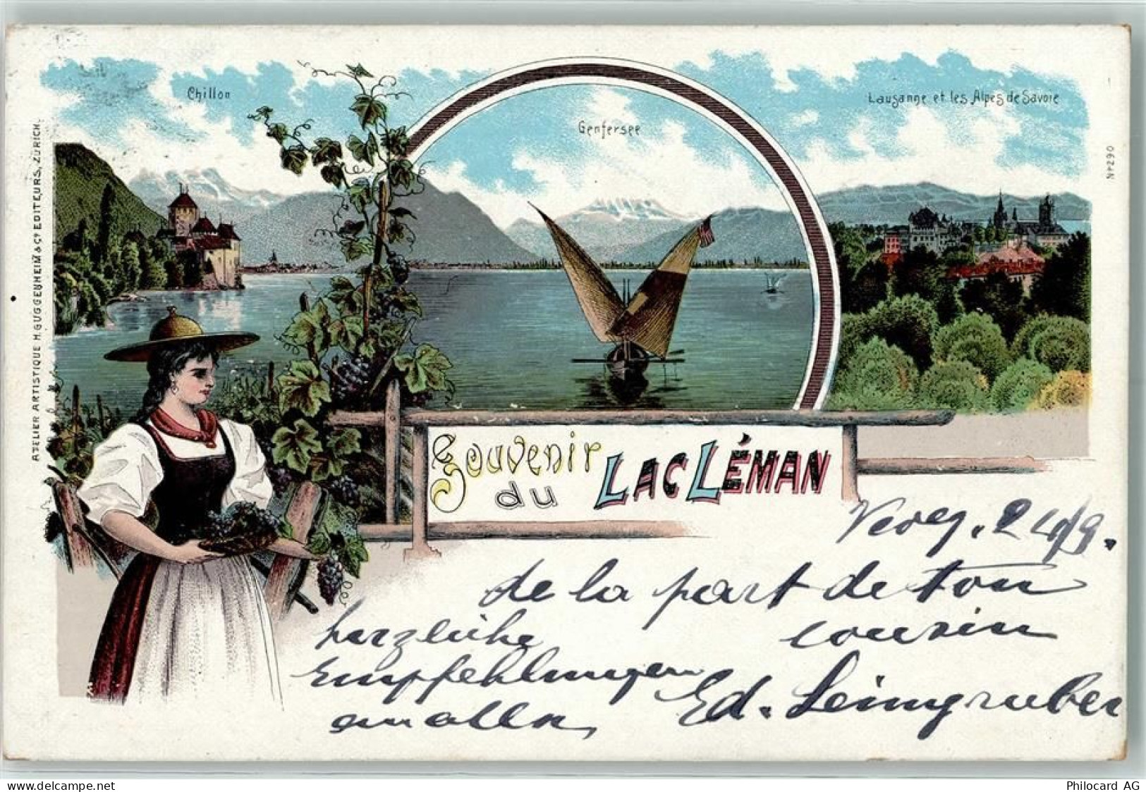 Genfersee Lac Leman 1899 Lithographie Chillon Genfersee Lausanne et les ... - 13124849