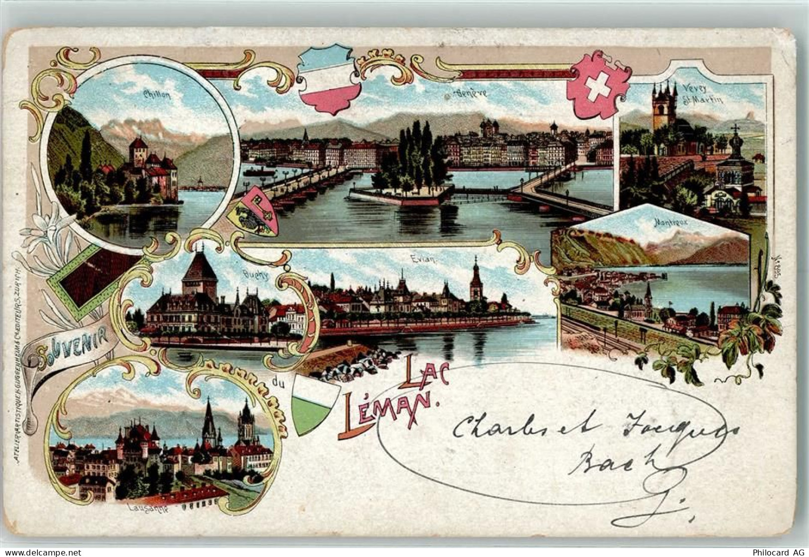 Genfersee Lac Leman 1900 Gebrauchsspuren Lac Léman Chillon Ouchy Lausann... - 13224189