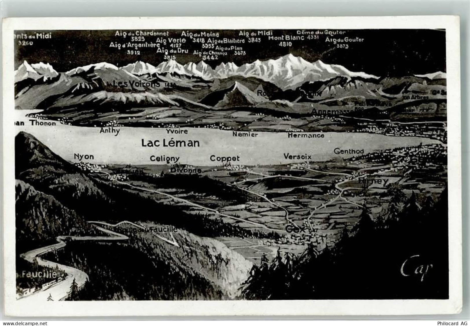 Genfersee Lac Leman Foto AK Landkarte Celiony Coppet Genthod Nemier Vers... - 39693413