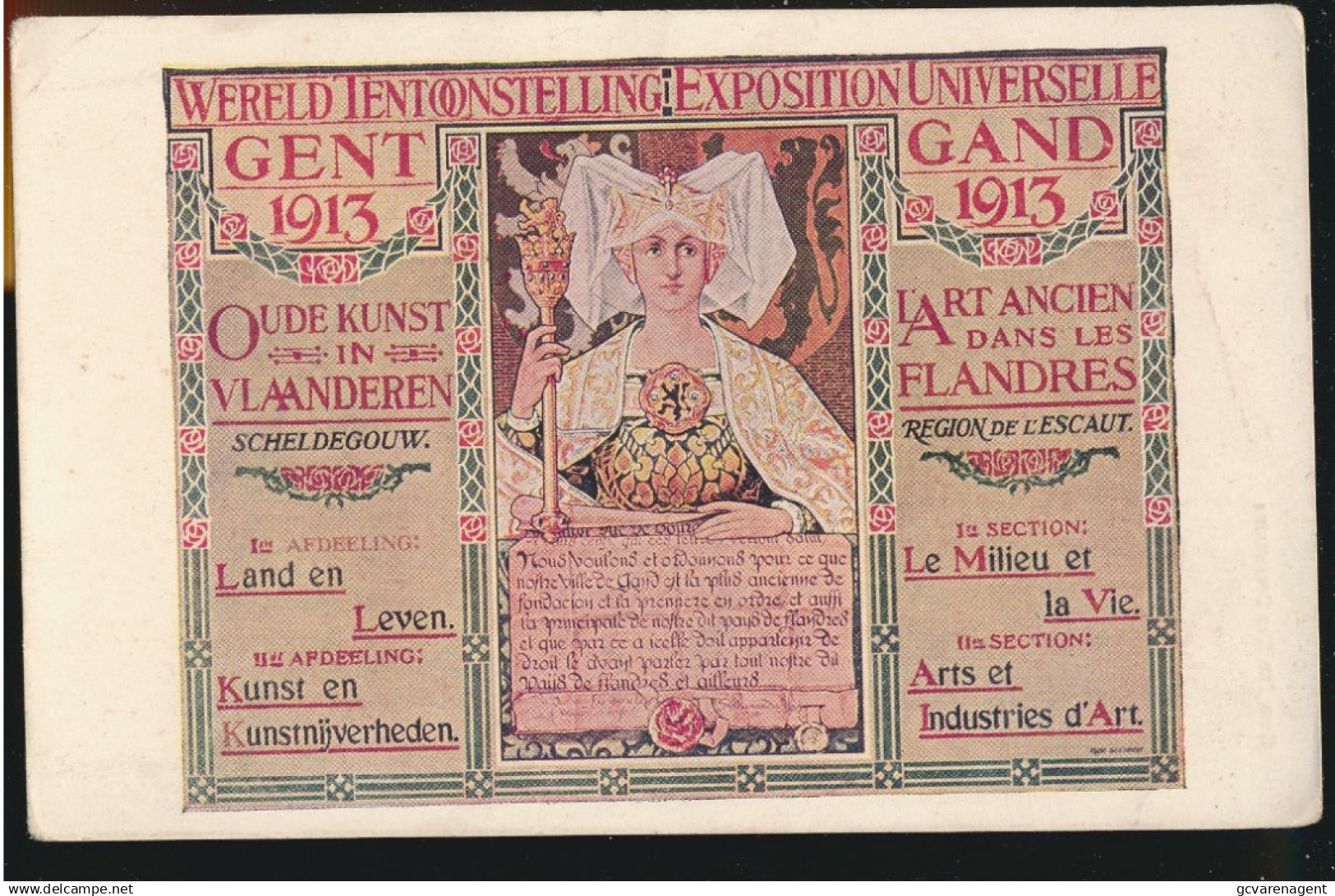 GENT.    AFBEELDINGEN AFFICHE  ) BELGIE  WERELD TENTOONSTELLING GENT 1913 - OUDE KUNST IN VLAANDEREN