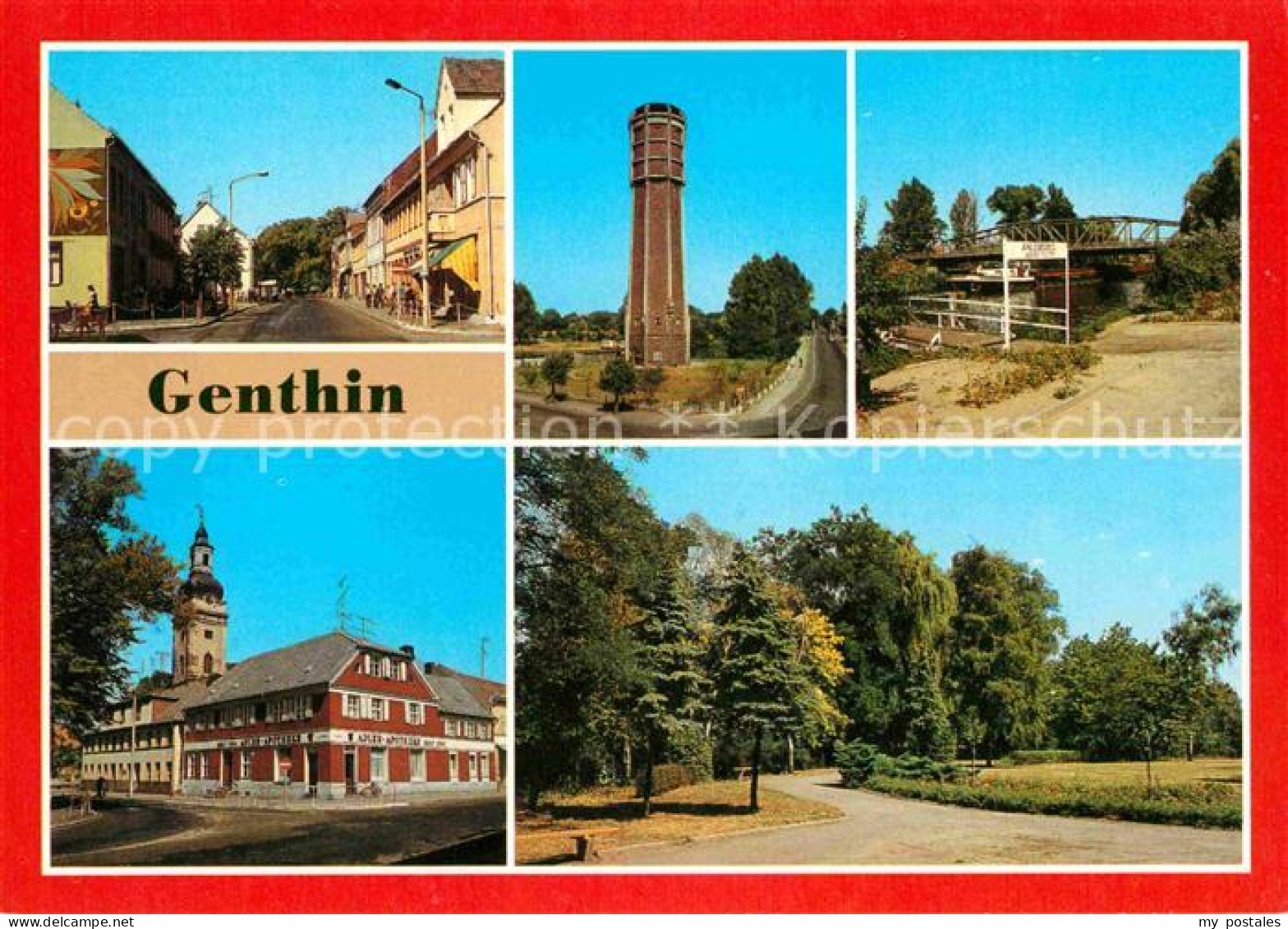 Genthin Ernst Thaelmann Platz Wasserturm Plauer Kanal Anlegestelle Adler Apothek
