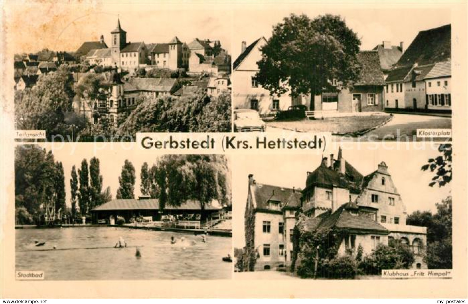 Gerbstedt Teilansicht Klosterplatz Stadtbad Freibad Klubhaus Fritz Himpel