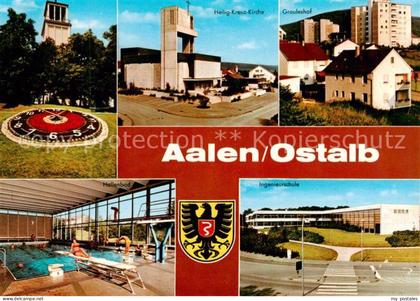Aalen BW Blumenuhr Heilig Kreuz Kirche Grauleshof Hallenbad Ingenieurschule