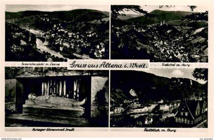 Altena Lenne Panorama Nettetal mit Burg Krieger Ehrenmal Gruft Teilansicht