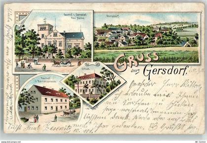 01819 O8301 Gersdorf b Pirna 1902 Lithographie Gasthaus Gersdorf Schule ... - 13625574