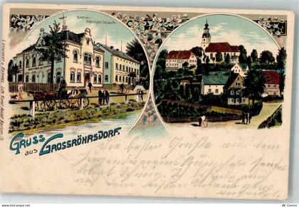 01900 O8501 Großröhrsdorf , OL 1905 Lithographie Gasthaus Gnauck Kirche... - 13631022