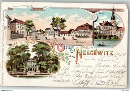 02699 O8601 Neschwitz 1909 Gebrauchsspuren Lithographie Altes Schloß Mar... - 13658417