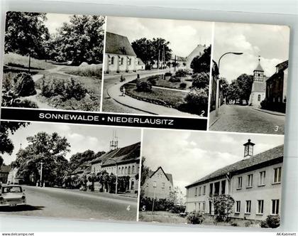 03249 O7983 Sonnewalde Foto AK Niederlausitz Schlosspark Marktplatz Auto... - 38097053
