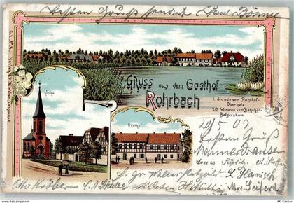 04683 O7241 Rohrbach b Grimma Lithographie Gasthaus Rohrbach Dorfsee Kir... - 13639772