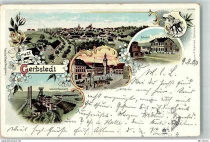 06347 O4272 Gerbstedt 1900 Lithographie Glückhilsschacht Marktplatz Bahn... - 13638988