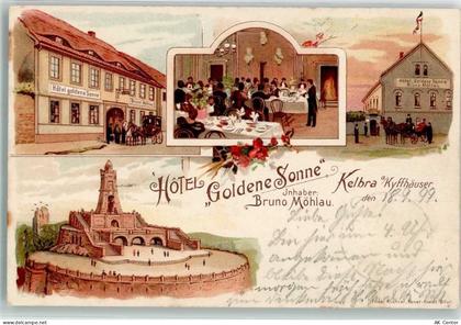 06537 O4712 Kelbra 1899 Lithographie Hotel Goldene Sonne Speisesaal Kyff... - 13628602