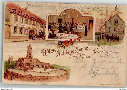 06537 O4712 Kelbra 1903 Lithographie Hotel Goldene Sonne Speiseraum Nati... - 13657598