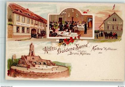 06537 O4712 Kelbra Lithographie Hotel Goldene Sonne Kyffhäuser - 13600087