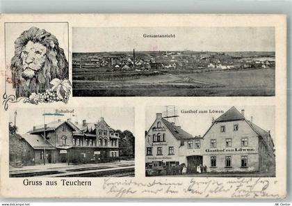 06682 O4855 Teuchern - Löwe Bahnhof Gasthaus zum Löwen Postkutsche Zurüc... - 13667808