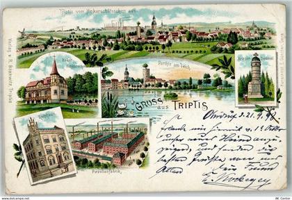 07819 O6712 Triptis 1898 Lithographie Park Teich Rathaus Hoker Schlössch... - 13668085