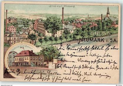 08496 O9801 Neumark , Sachs 1902 Lithographie Gasthaus Zum Bahnhof - 13606407
