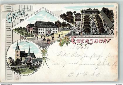 09111 O9000 Ebersdorf 1901 Lithographie Gasthaus Stiftskirche - 13611977